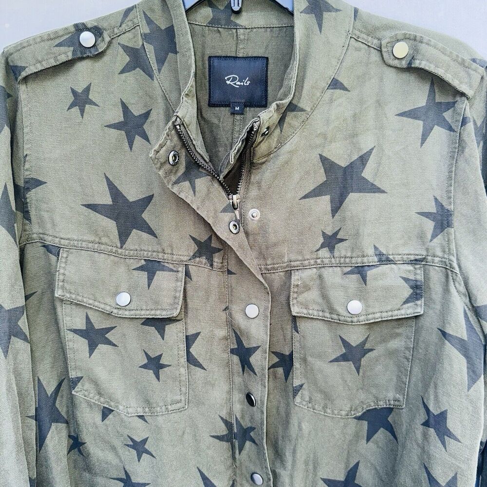 Rails Collins Sage Black Stars Print Utility Jack… - image 4